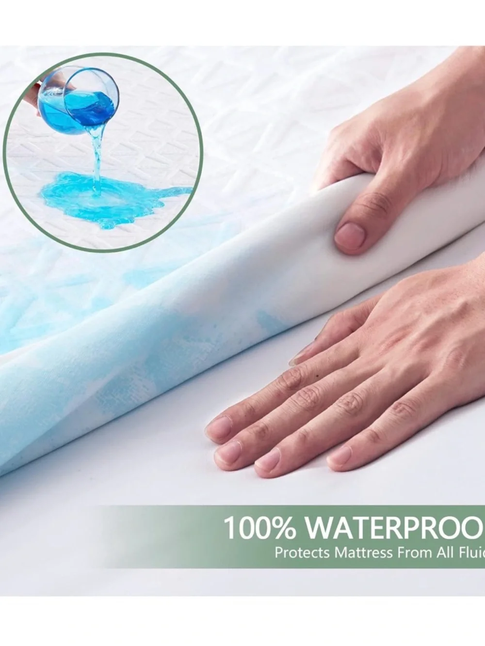 NIB Gopoony Premium Waterproof Mattress Protector,Twin,White,Deep Pocket,Cooling